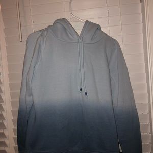 XS Blue ombré hoodie with fur hood